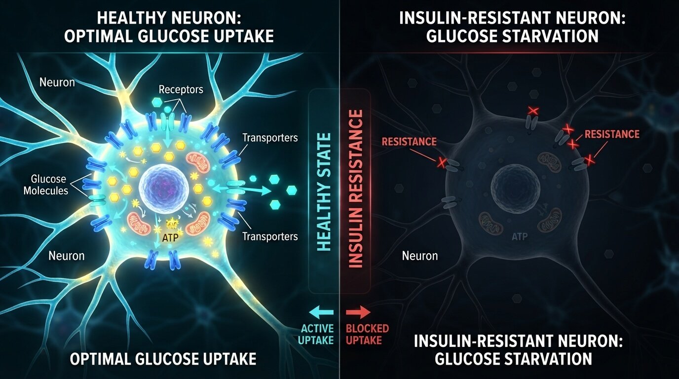 neuronal insulin resistance starving brain cells of energy