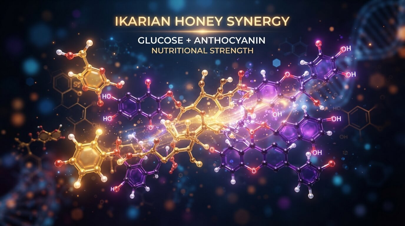 raw icarian mountain honey extract rich in anthocyanin antioxidants